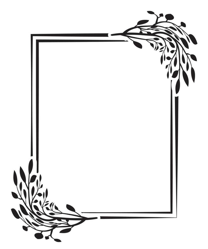 een zwart en wit plein kader met een bloemen ontwerp, zwart en wit bloemen kader met bladeren silhouetten. bloemen ornament, bloemen kader met bladeren silhouetten. bloemen ornament vector