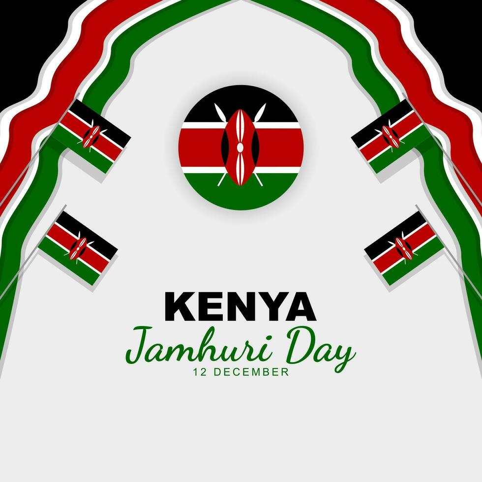 Kenia jamhuri dag is gevierd elke jaar Aan 12 december. groet kaart poster met Kenia vlag. vector illustratie