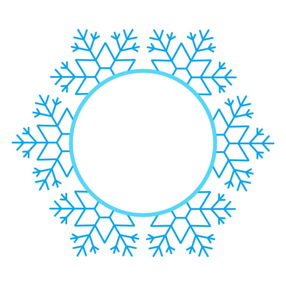 ronde vector blauw Kerstmis winter kader gemaakt van sneeuwvlokken met plaats voor tekst. perfect copyspace voor decoreren sociaal netwerken, foto's en groet kaart