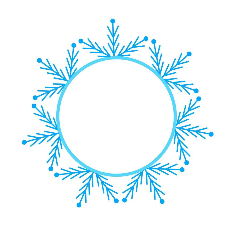 ronde vector blauw Kerstmis winter kader gemaakt van sneeuwvlokken met plaats voor tekst. perfect copyspace voor decoreren sociaal netwerken, foto's en groet kaart