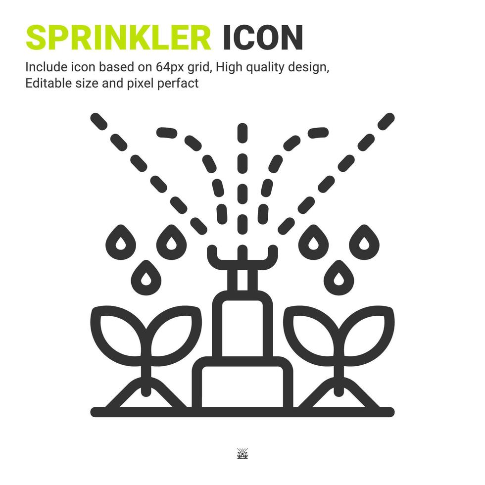 sprinkler pictogram vector met kaderstijl geïsoleerd op een witte achtergrond. vectorillustratie drenken teken symbool pictogram concept voor digitale landbouw, logo, business, landbouw, apps en alle projecten