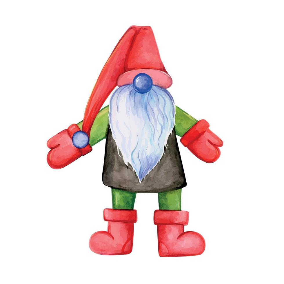 kerst kabouter. kabouter santa claus aquarel vectorillustratie vector