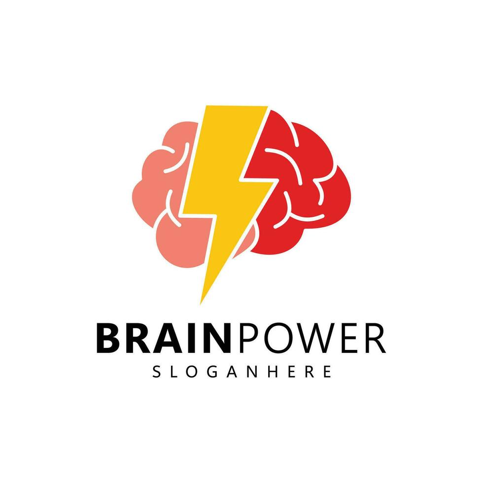hersenen en bliksem logo ontwerp inspiratie vector