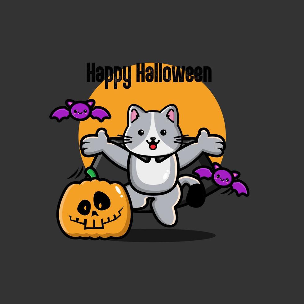 halloween kat achtergrond in plat ontwerp vector