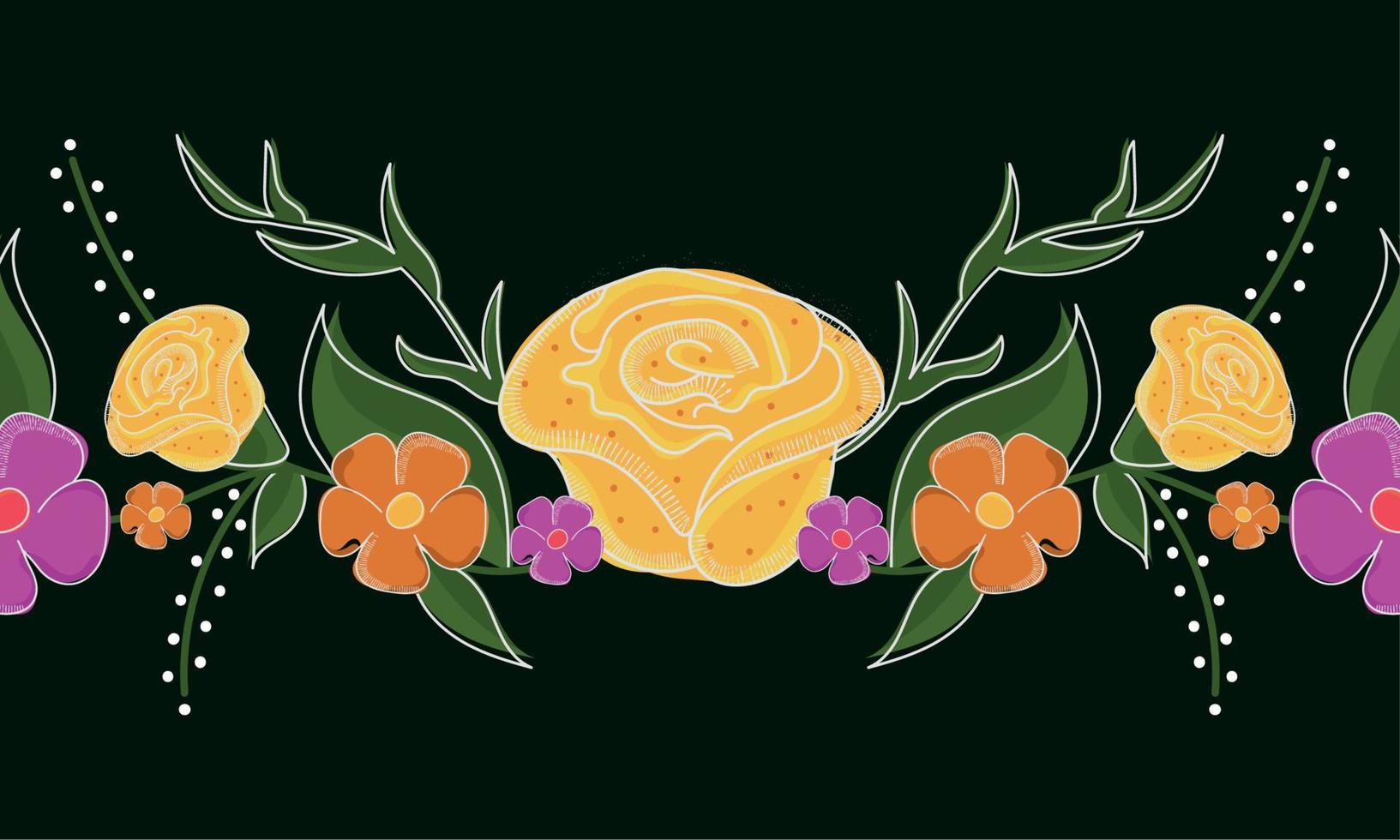 gele rozen in een bloemenbanner vector