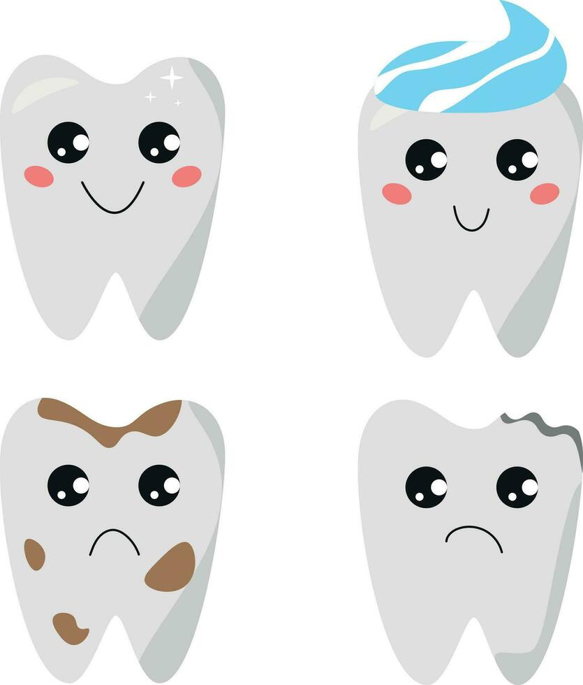 vector reeks van tanden met verschillend emoties