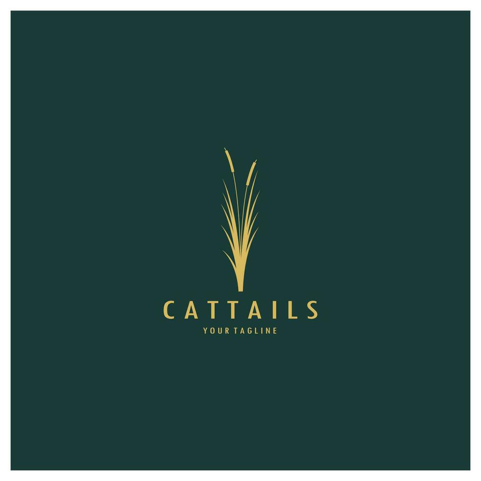 cattails of rivier- riet gras fabriek logo ontwerp, aquatisch planten, moeras, wild gras vector