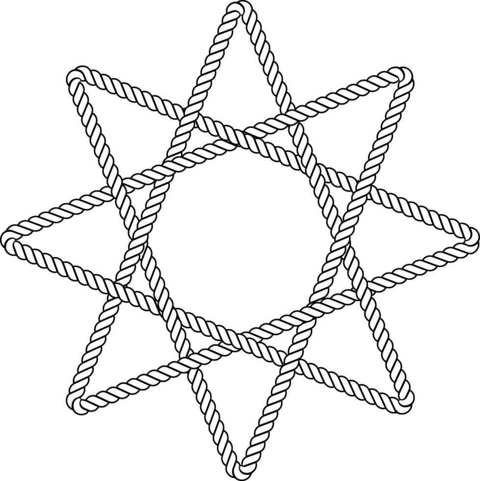 schets regelmatig octagram ster touw icoon vector