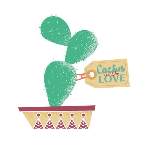 Cactus in een pot. Afdrukken. vector