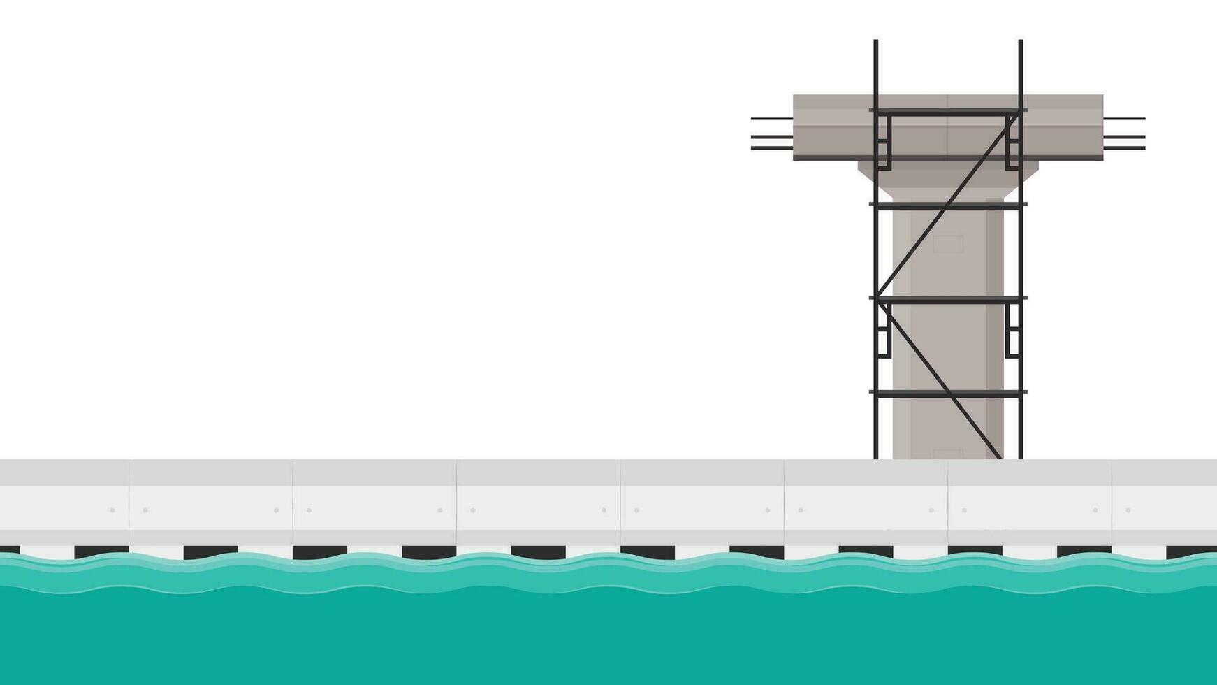 weg kant vector. stellingen vector. brug pijler. brug berichten onder bouw. weg schutting. brug over- de manier. weg overstromingen. vector