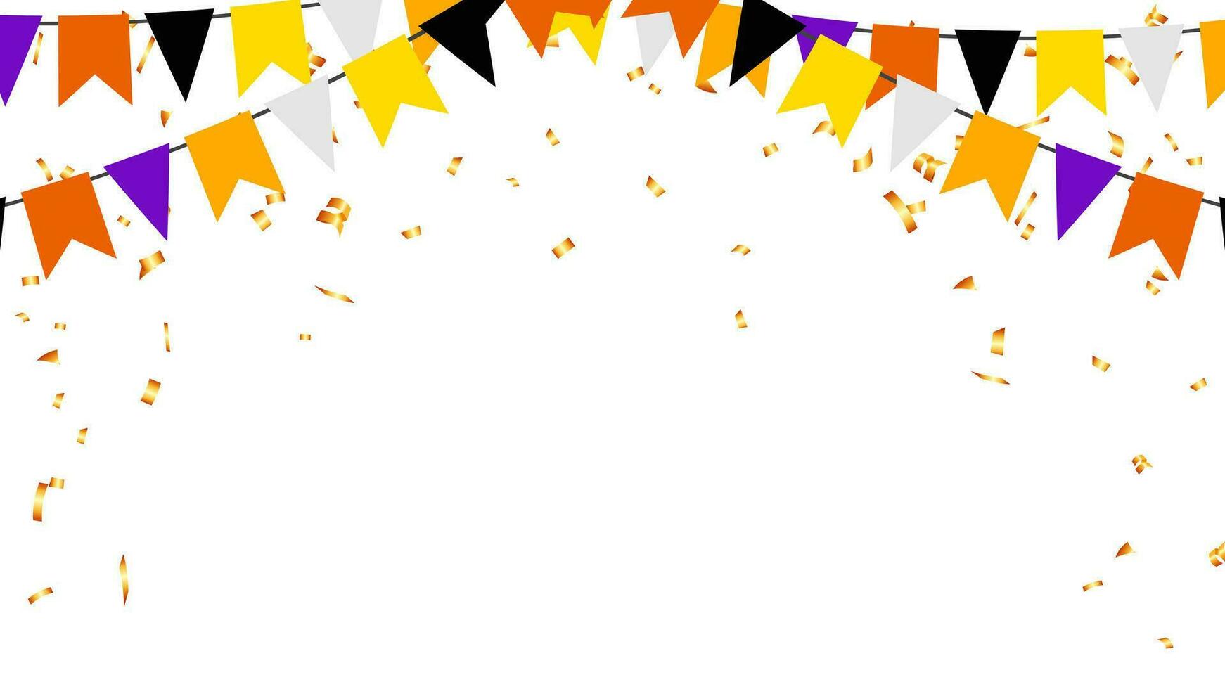 driehoek wimpels keten en confetti voor halloween partij kleur concept. verjaardag, viering, carnaval, verjaardag en decoratie vector