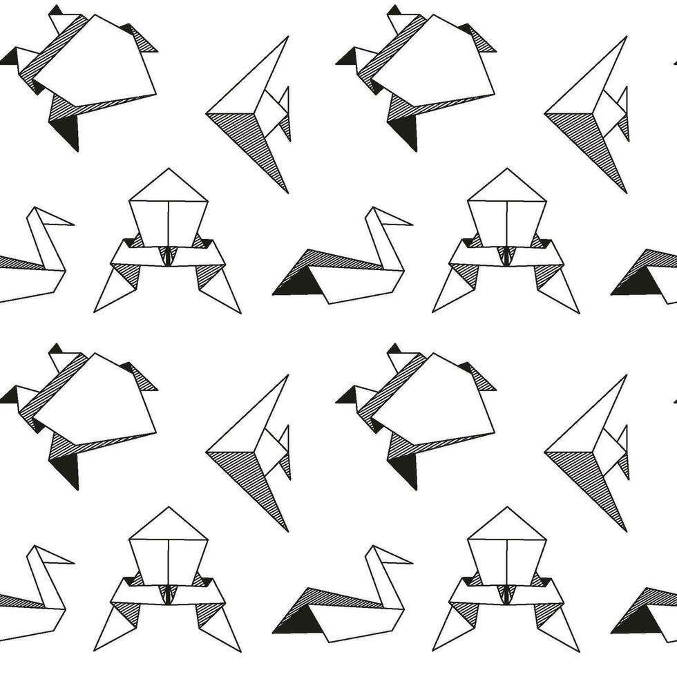 origami lijn kunst vector naadloos patroon achtergrond. modern hobby.