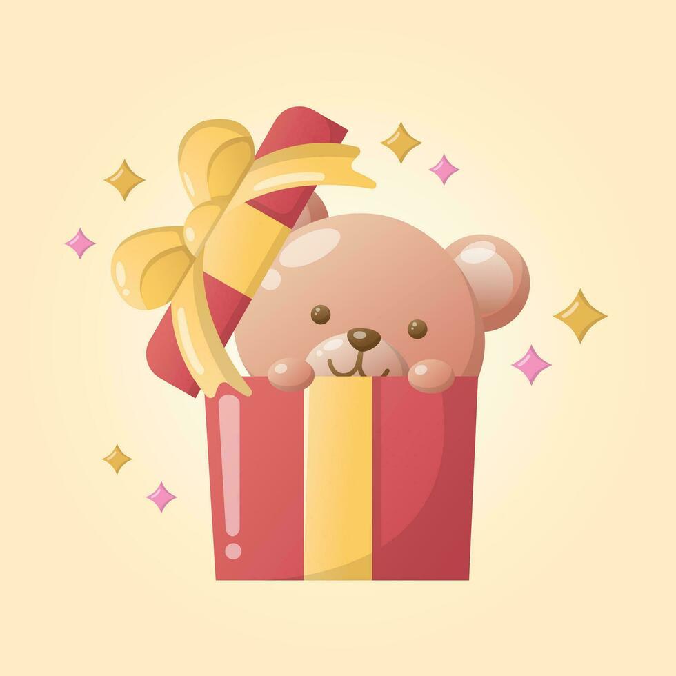 vector schattig slaap teddy beer pop met verjaardag taart en partij gevoel voor baby jongen meisje illustratie