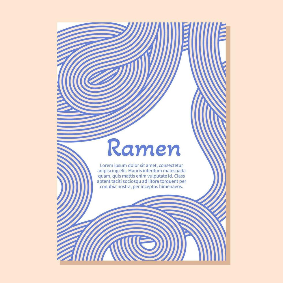 ramen noodle blauw structuur poster sjabloon. Japans, Chinese golvend achtergrond. Italiaans spaghetti, macaroni illustratie vector