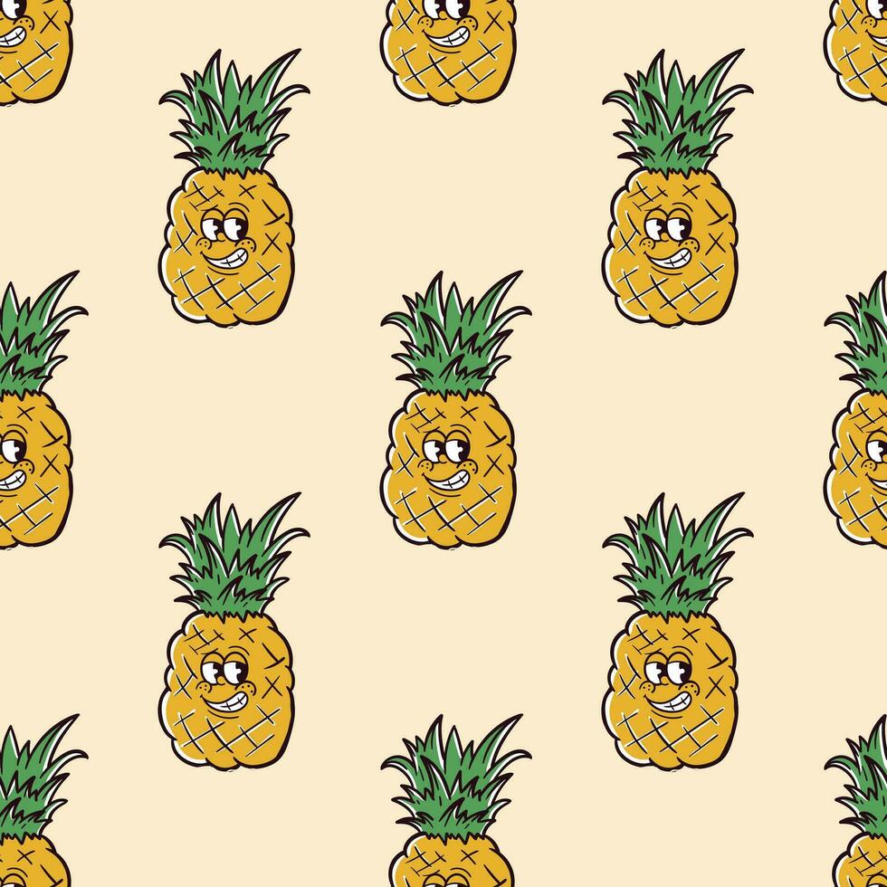 schattig tekenfilm karakter ananas naadloos patroon vector