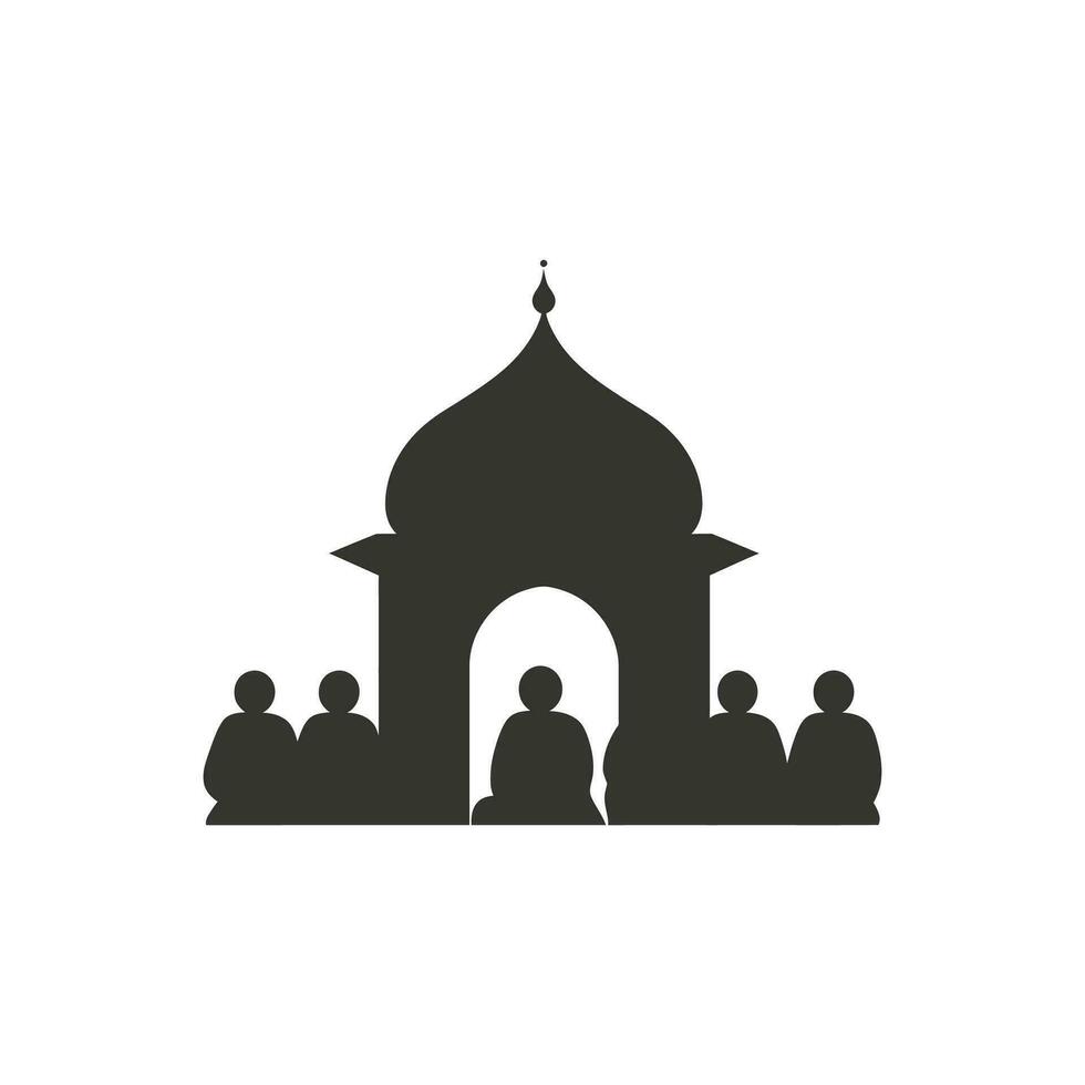 een moskee gevulde met mensen icoon - gemakkelijk vector illustratie