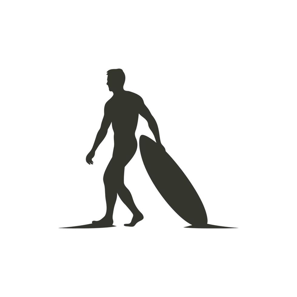 een surfer met hun surfboard icoon Aan wit achtergrond - gemakkelijk vector illustratie