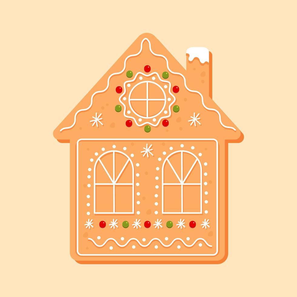 peperkoekhuis, kerstkoekjes, snoep. cartoon vectorillustratie, geïsoleerd vector