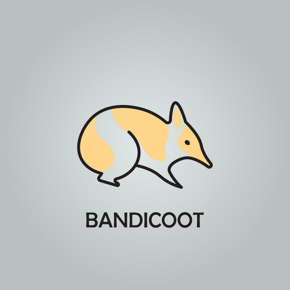 bandicoot logo met minimalistisch ontwerp vector