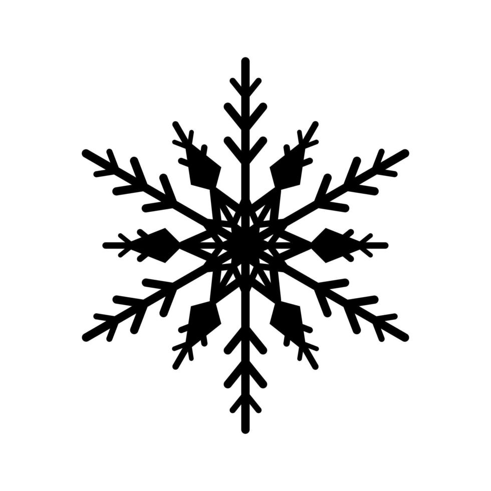 eenvoudige sneeuwvlok van zwarte lijnen. feestelijke decoratie voor nieuwjaar en kerst vector