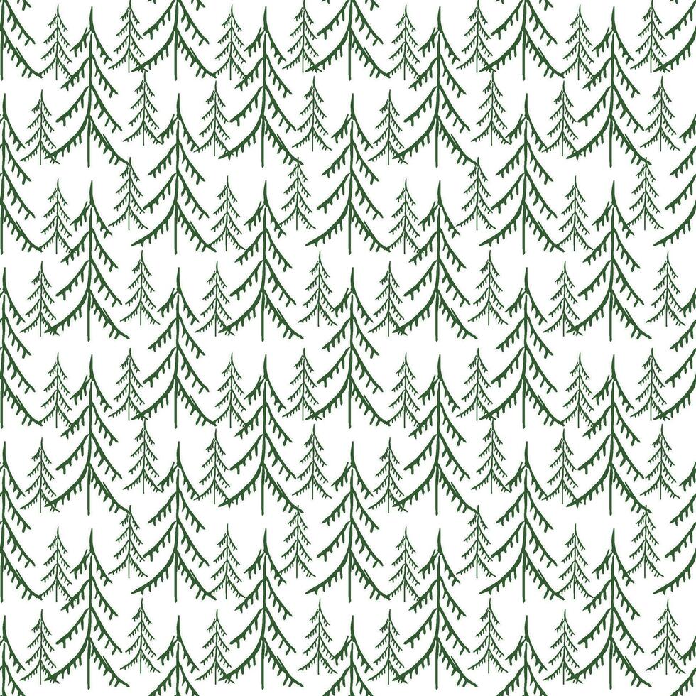 naadloos Kerstmis boom patroon. nieuw jaar achtergrond. tekening illustratie met Kerstmis boom vector