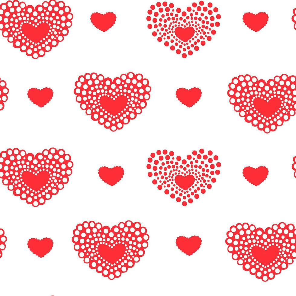 naadloos patroon met abstract harten gemaakt van stippen, kralen. abstract afdrukken voor Valentijnsdag dag. vector grafiek.