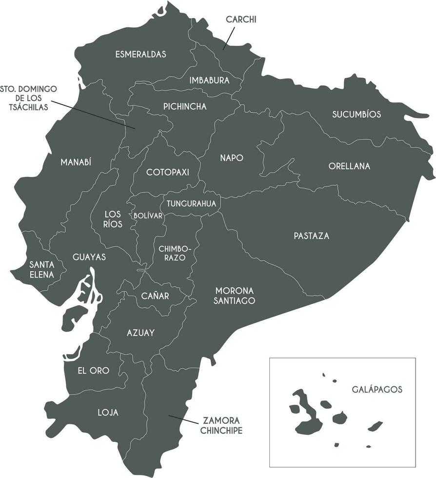 vector kaart van Ecuador met provincies en administratief divisies. bewerkbare en duidelijk gelabeld lagen.