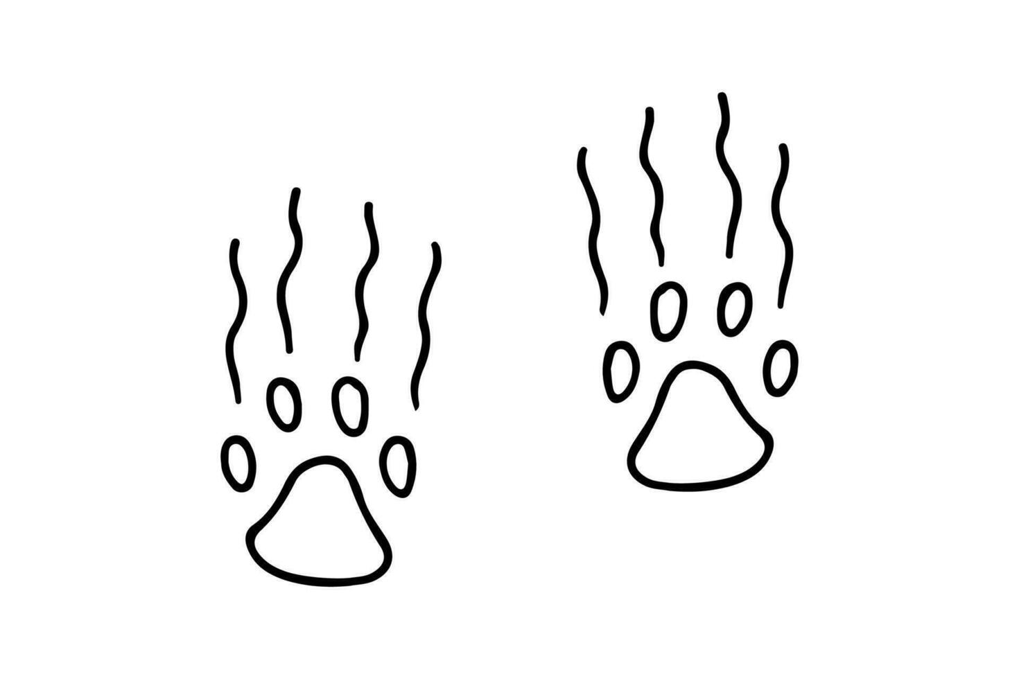 spoor van een wild dier bewerkbare tekening hand- getrokken icoon. beest voetpad, poot spoor in de Woud geïsoleerd illustratie vector