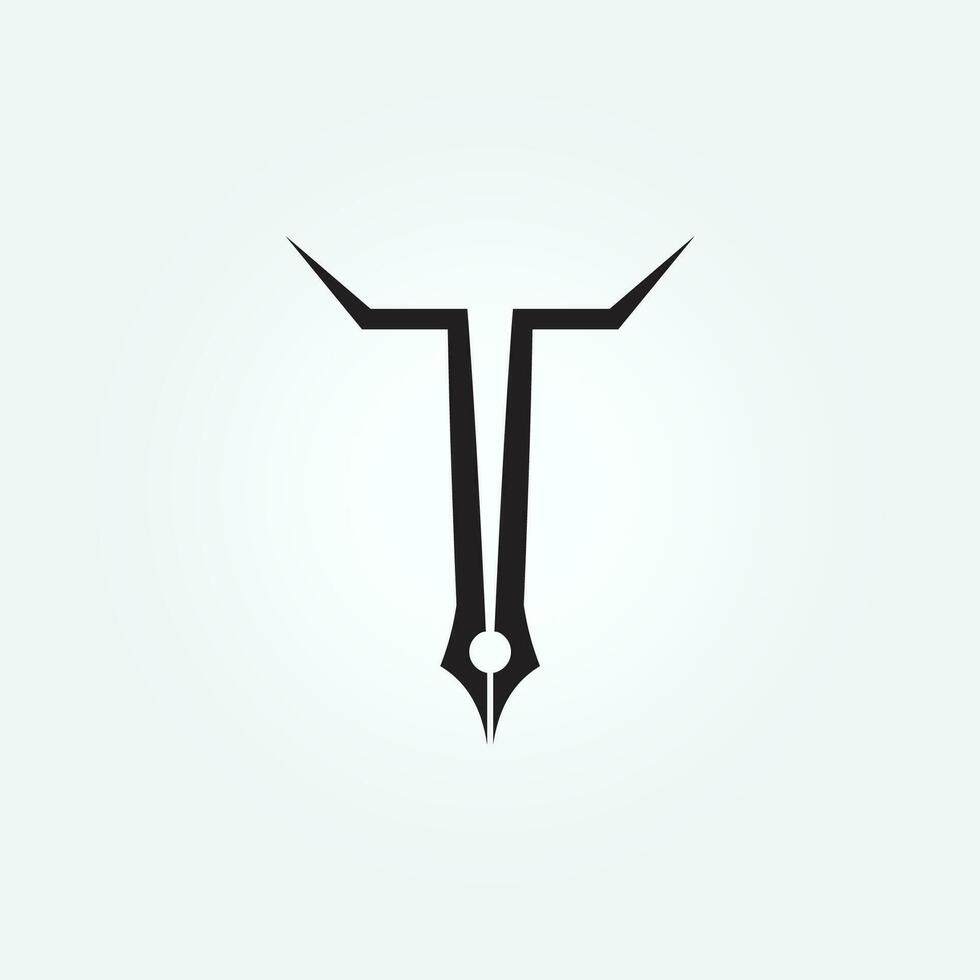 veer pen gereedschap logo vector icoon ontwerp, klassiek schrijfbehoeften illustratie