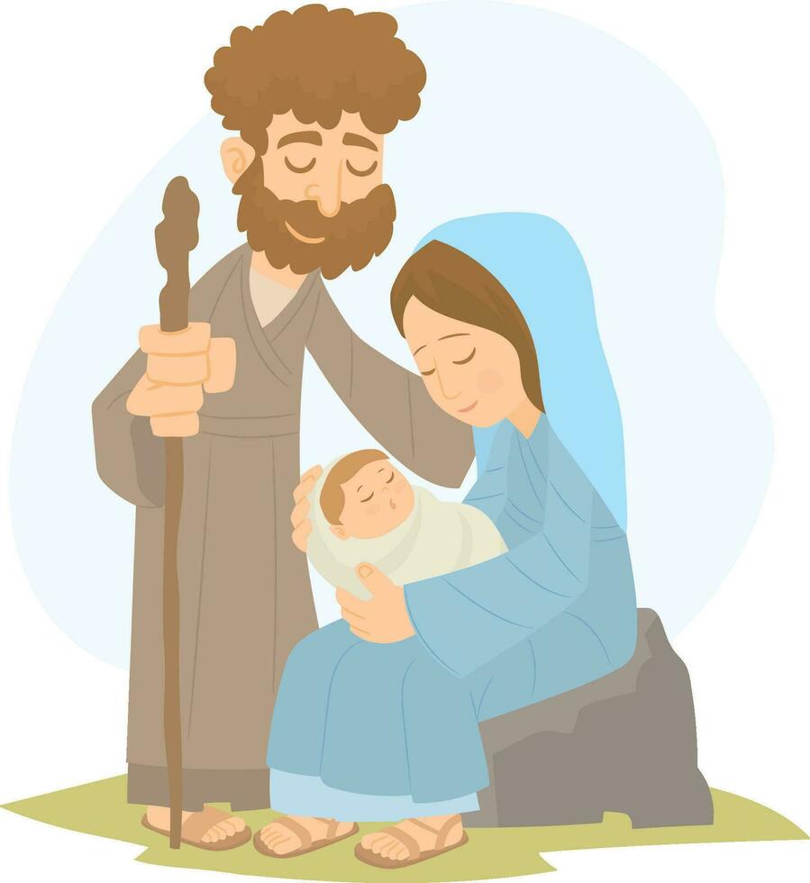 Kerstmis geboorte tafereel met baby Jezus. vector