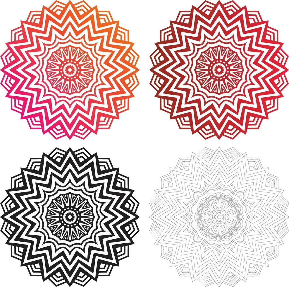 verzameling van zon bloem mandala sier- decoratie patroon vector. reeks van geïsoleerd besnoeiing uit Afrikaanse bloemen henna- patroon in zwart en wit schets voor kleur boek. vector