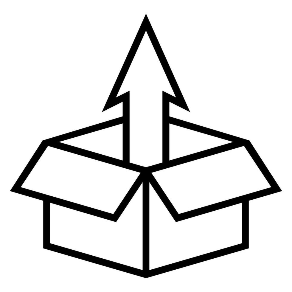 icoon uitpakken doos geleverd perceel, uitpakken geschenk, doos pijl omhoog vector