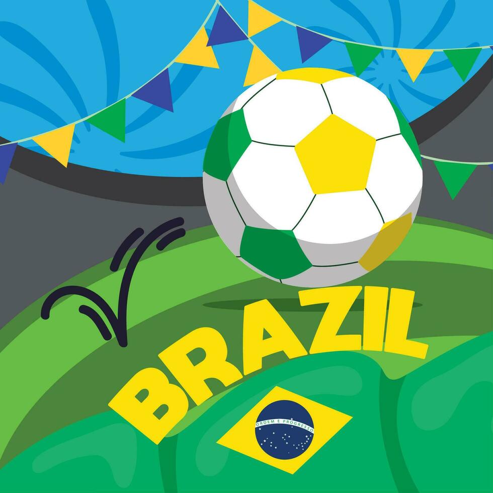 gekleurde Brazilië en voetbal achtergrond vector illustratie