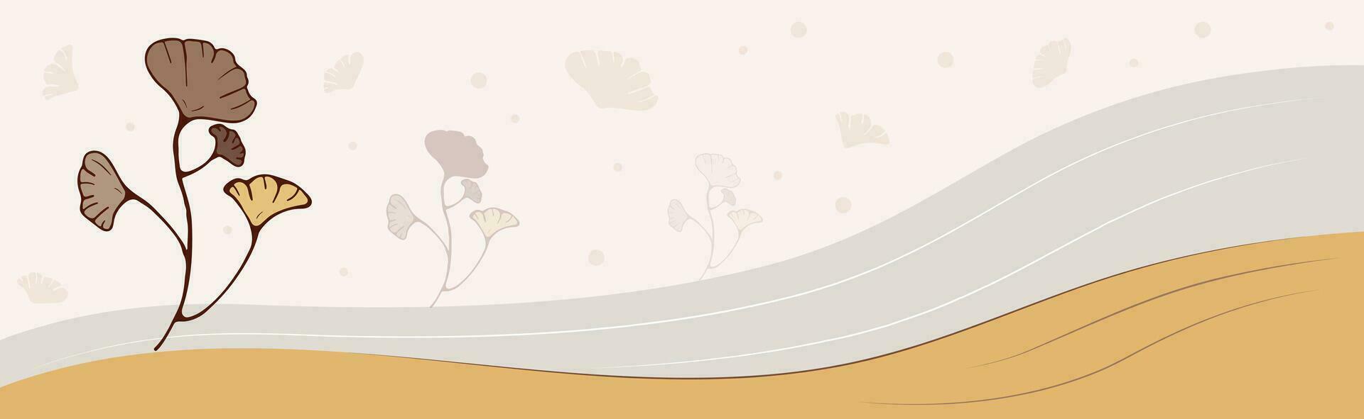 grens droog kruiden, droog bloemen. vector banier met abstract kamille, calendula. grijs, beige.