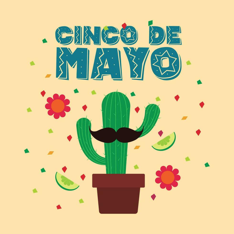 cinco de mayo poster met cactus fabriek vector illustratie