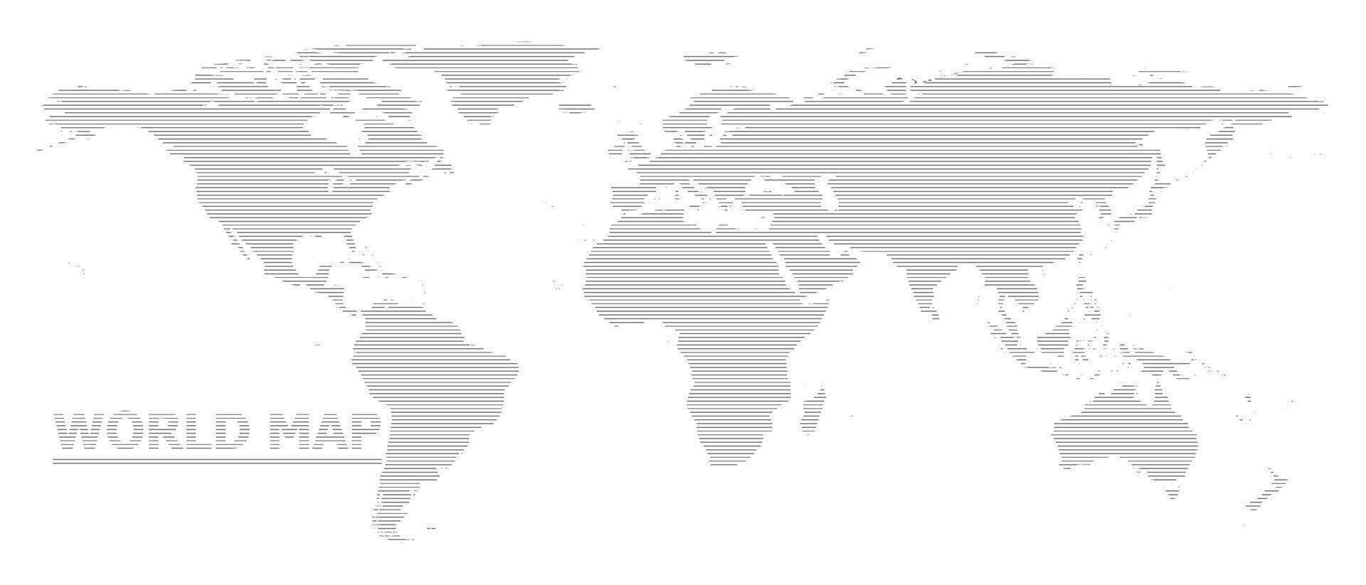 vector kaart van de wereld. de grijs lijn kan worden uitgebreid in wit zwarte grond.