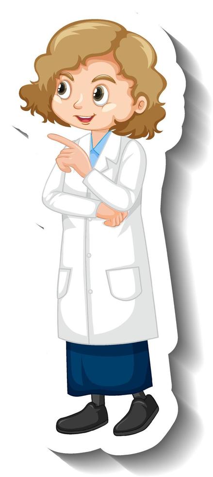 een meisje in een wetenschappelijke jurk stripfiguur sticker vector
