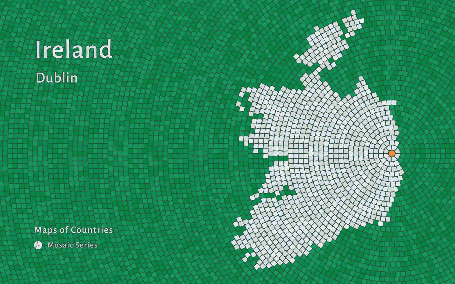 groen Ierland kaart met een hoofdstad van Dublin getoond in een mozaïek- patroon vector