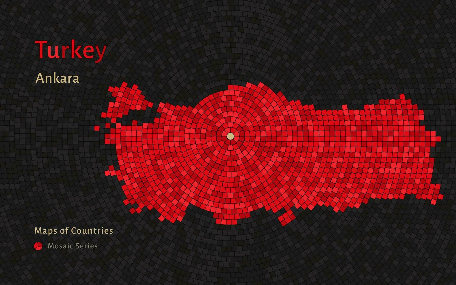 kalkoen kaart met een hoofdstad van Ankara getoond in een mozaïek- steen patroon vector