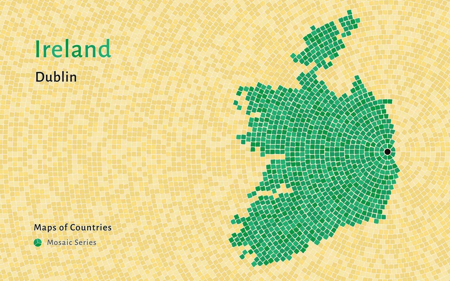 groen Ierland kaart met een hoofdstad van Dublin getoond in een mozaïek- patroon vector