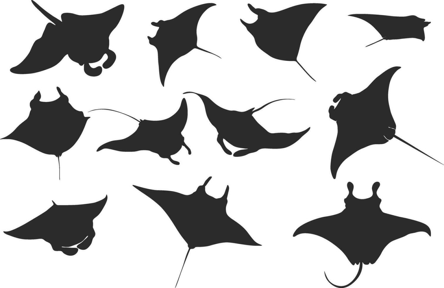 manta straal silhouet, manta straal vector, manta straal clip art, pijlstaartrog icoon bundel. vector