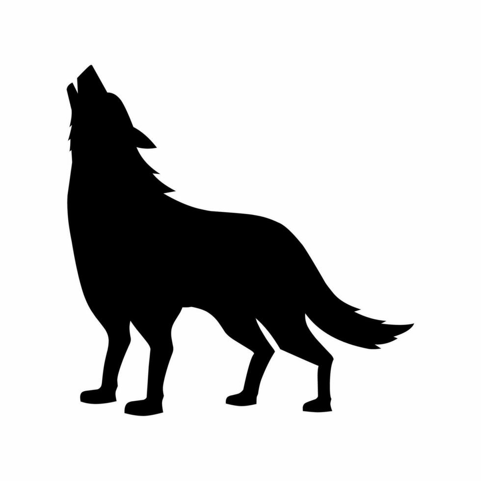 wolf gehuil silhouet vector. wolf gehuil silhouet kan worden gebruikt net zo icoon, symbool of teken. wolf icoon voor ontwerp verwant naar dier, dieren in het wild of landschap vector
