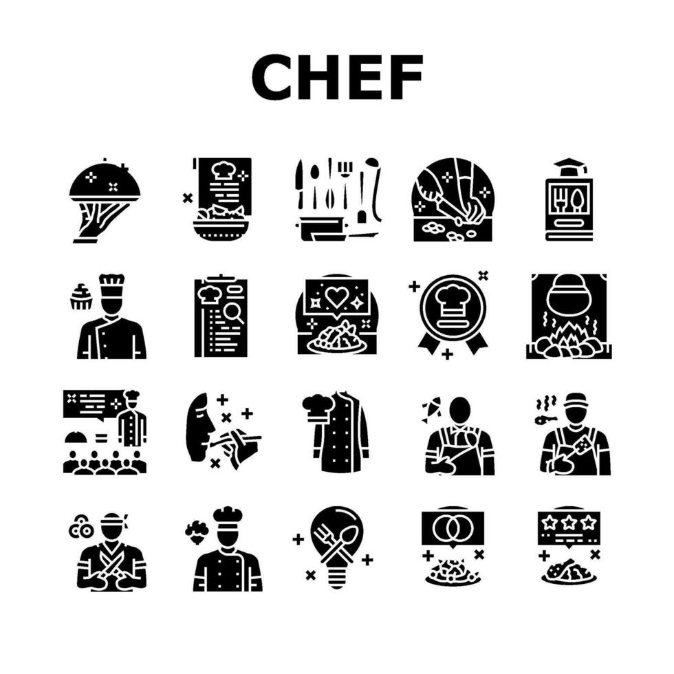 restaurant chef Koken voedsel pictogrammen reeks vector