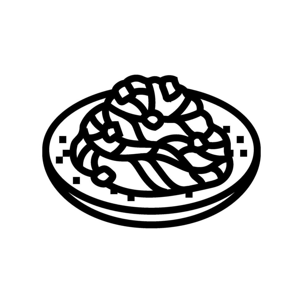 Carbonara pasta Italiaans keuken lijn icoon vector illustratie