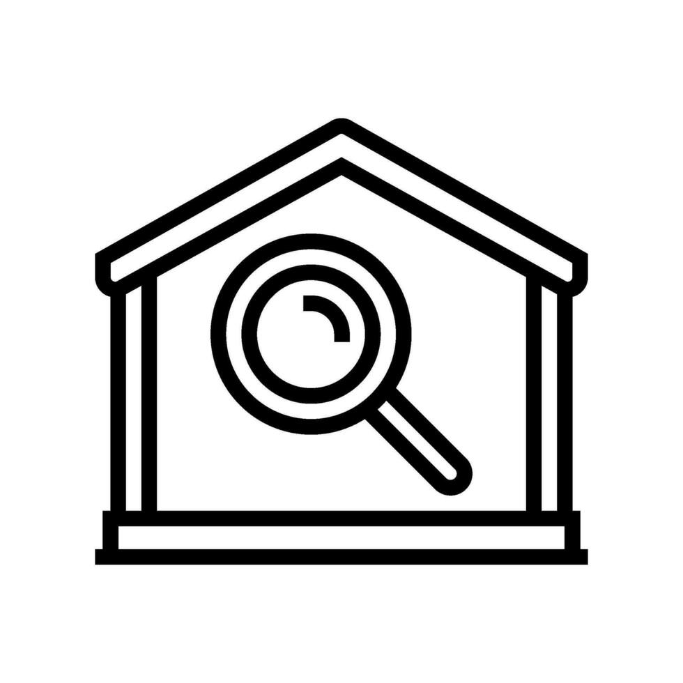 huis zoeken vergroten glas lijn icoon vector illustratie