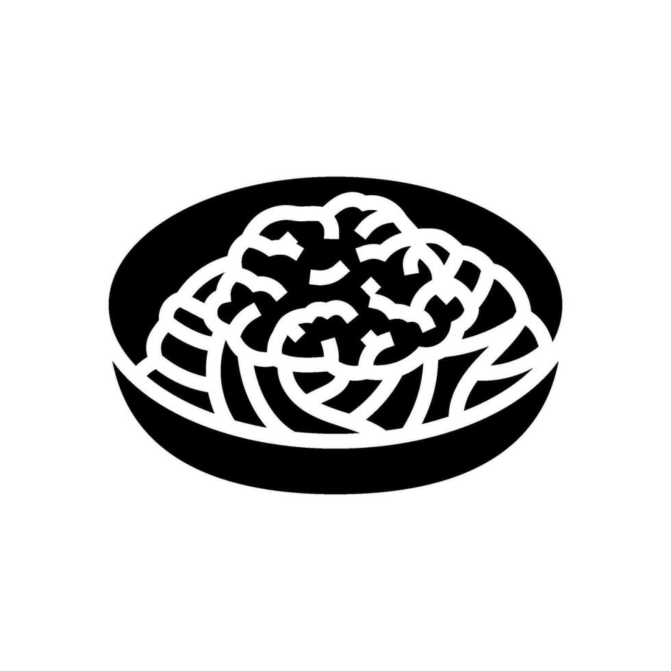 spaghetti bolognese Italiaans keuken glyph icoon vector illustratie