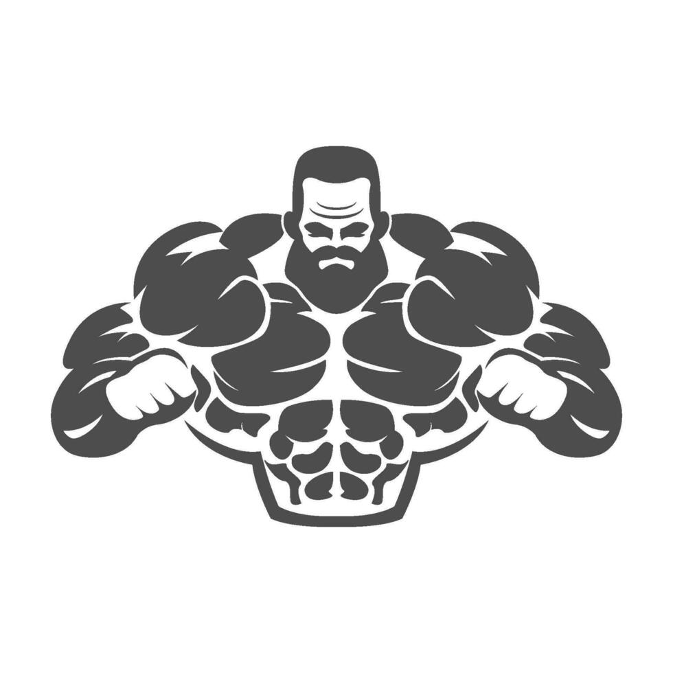 bodybuilder logo icoon vector