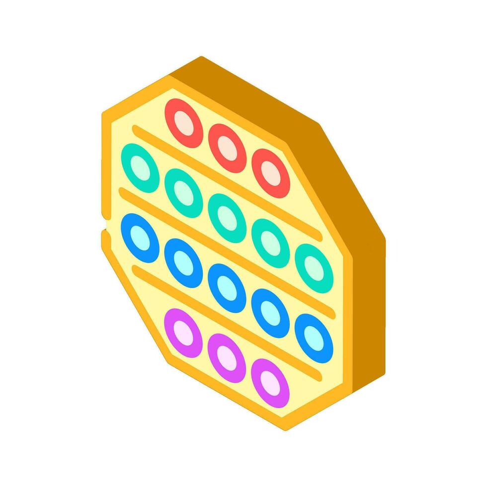 knal bubbel friemelen speelgoed- isometrische icoon vector illustratie