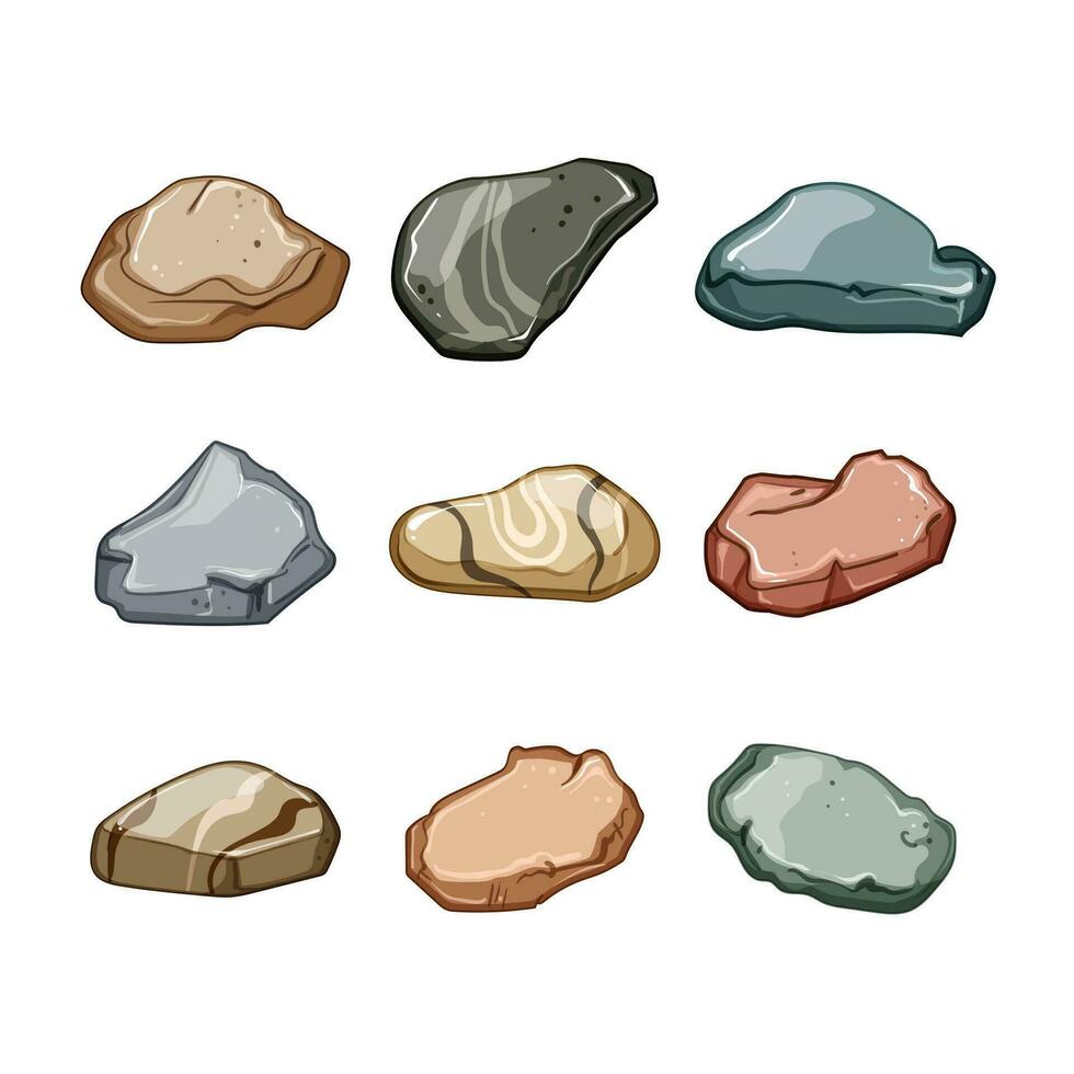 kiezelsteen steen reeks tekenfilm vector illustratie