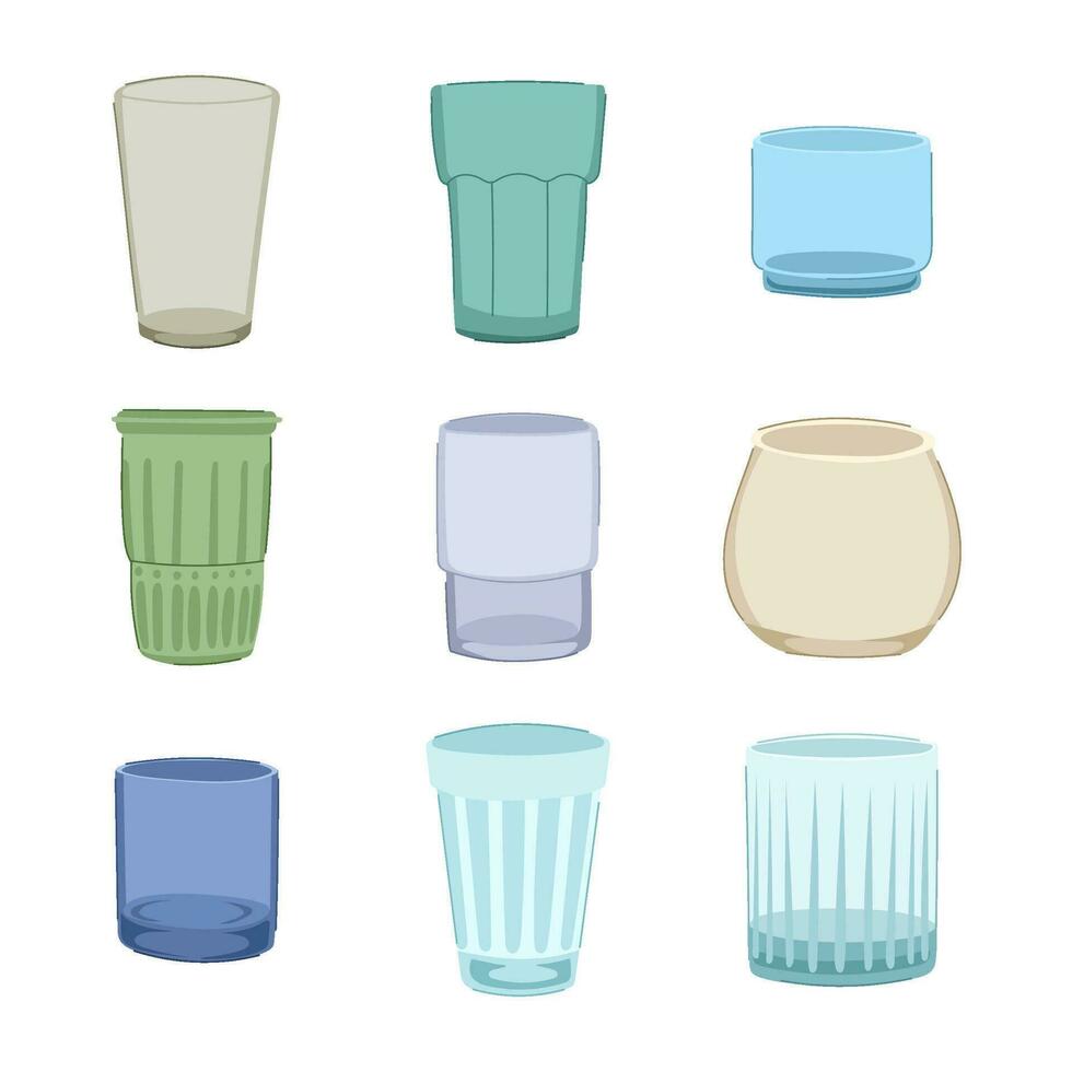 glas kop reeks tekenfilm vector illustratie